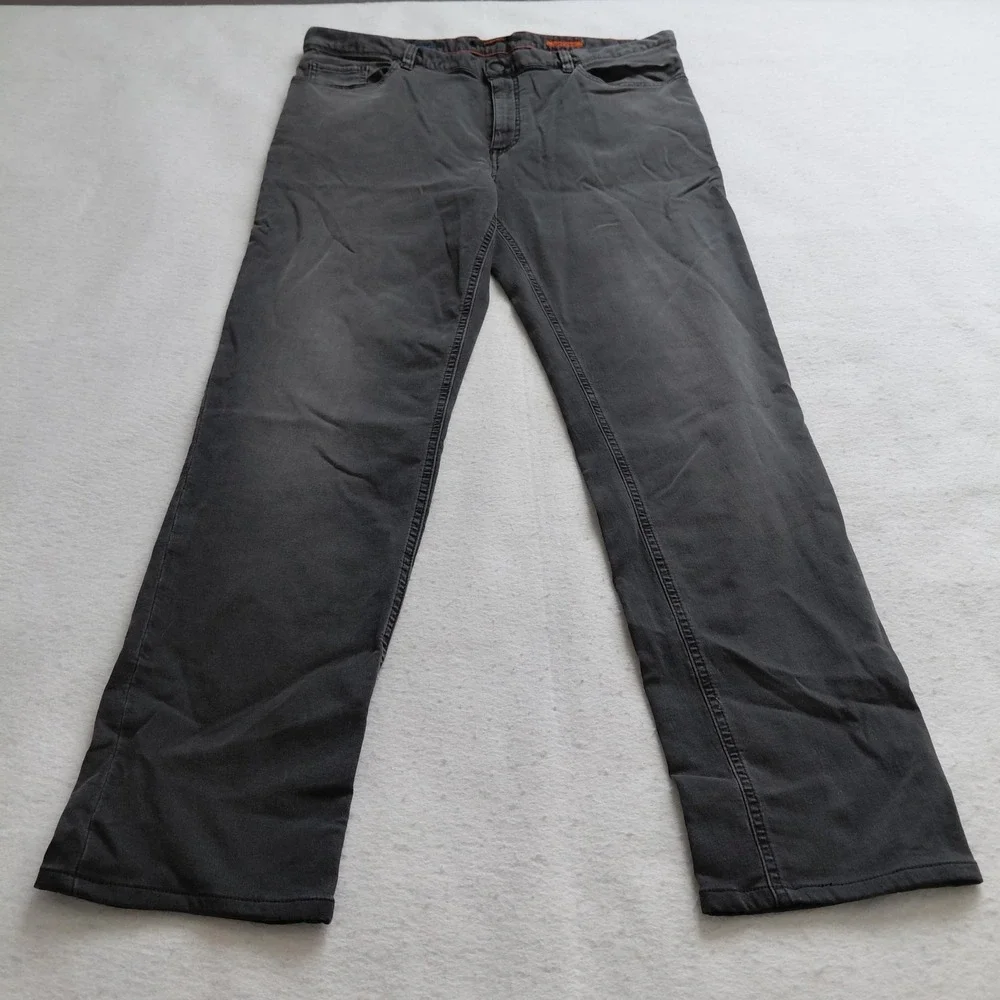 Alberto Men Pipe Cosy Jeans Regular Slim Fit Gray W38 L34 Stretch Dark Denim Y2K